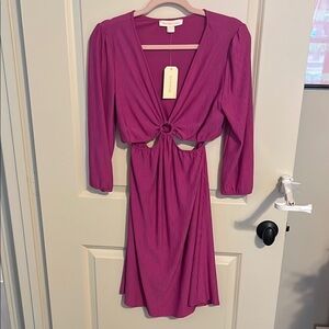 Chic Magenta Long Sleeve Dress